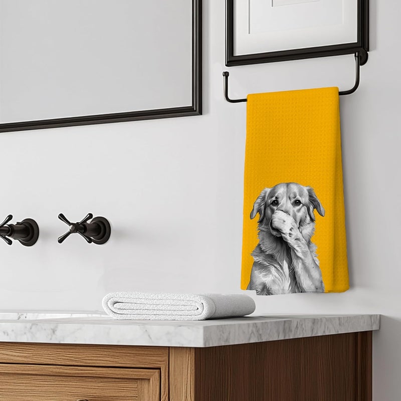LUKIPOM Golden Retriever Gifts Yellow Hand Towels, Golden Retriever Gifts for Women Men,Dog Bathroom Decor, Funny Bathroom Hand Towels, 16x24 Inches - Image 5